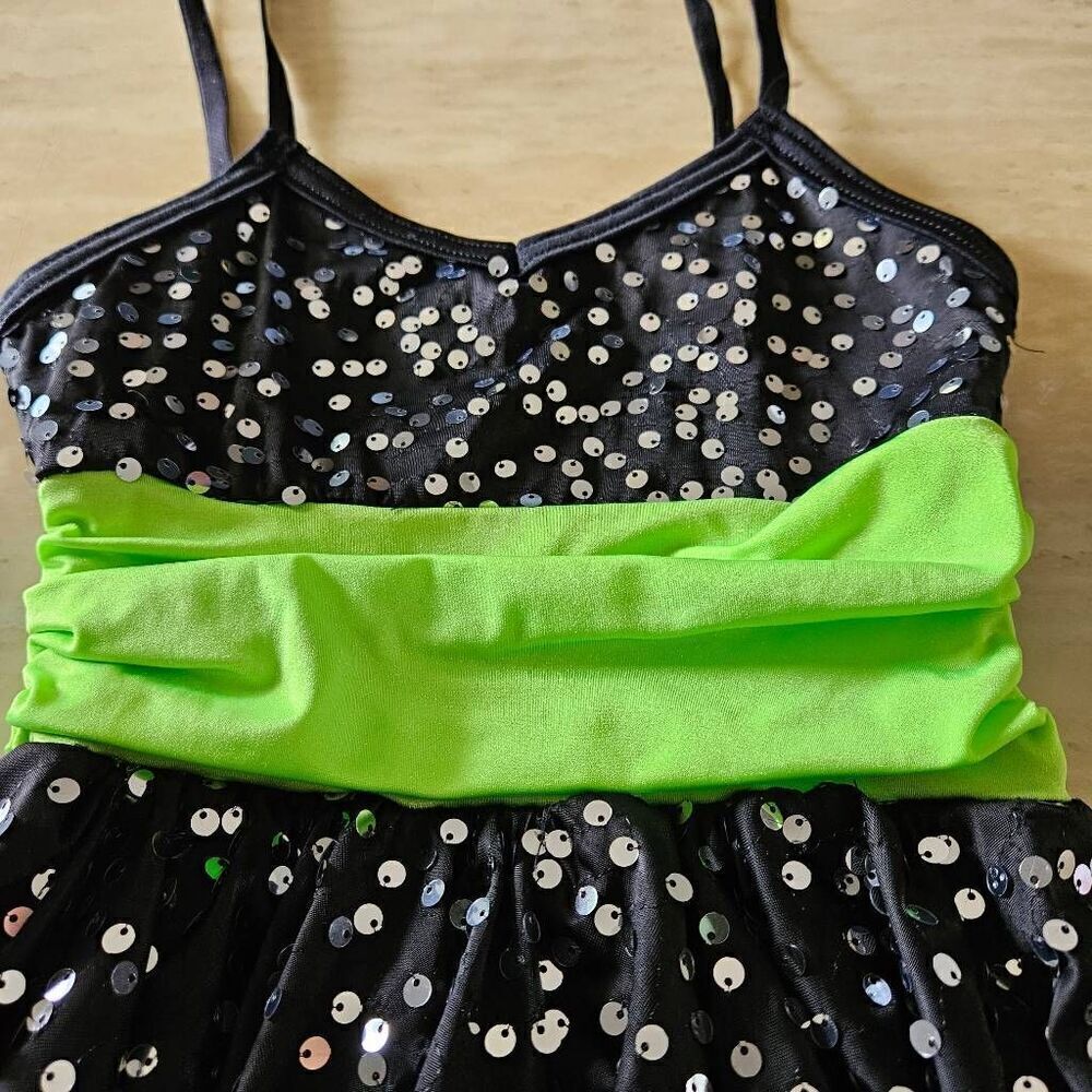 Costume gallery child medium pre loved gorgeous black and neon dance costume jaz - Picture 2 of 10